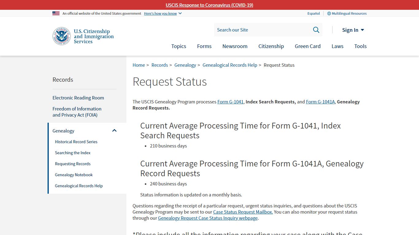 Request Status | USCIS